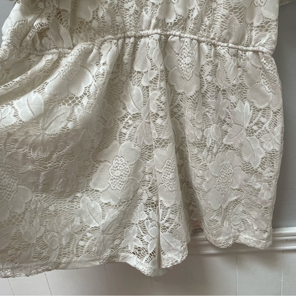 Rue+ beige Lace Cold-Shoulder Elastic Waist Lined Jumpsuit Romper size XL - Picture 4 of 5